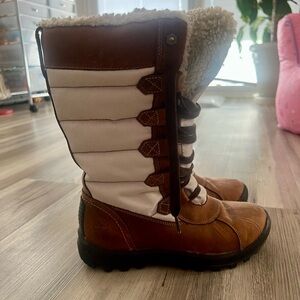 Timberland Brown and White Winter Boots
